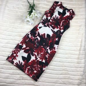 Clavin Klein Sheath red floral dress
